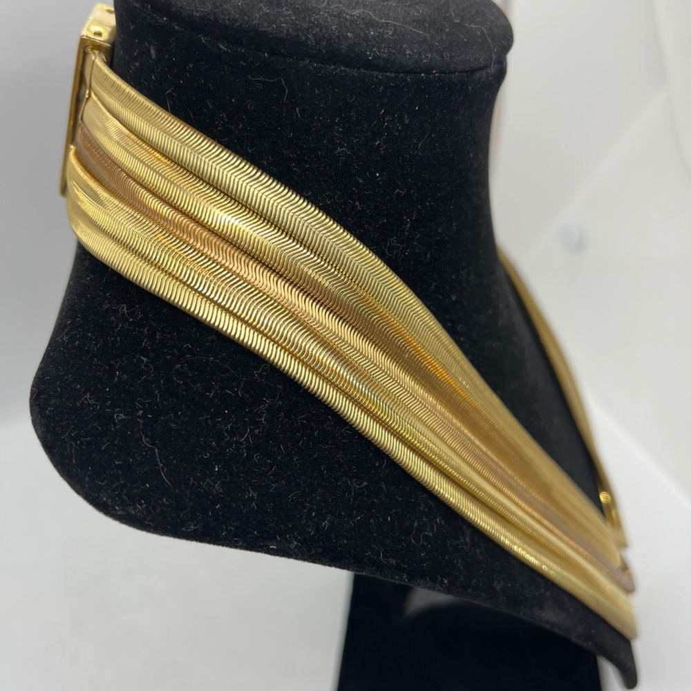 Vintage 5 Strand Different Color Gold Tone Snake Necklace Magnetic Clasp Sexy - Picture 2 of 4